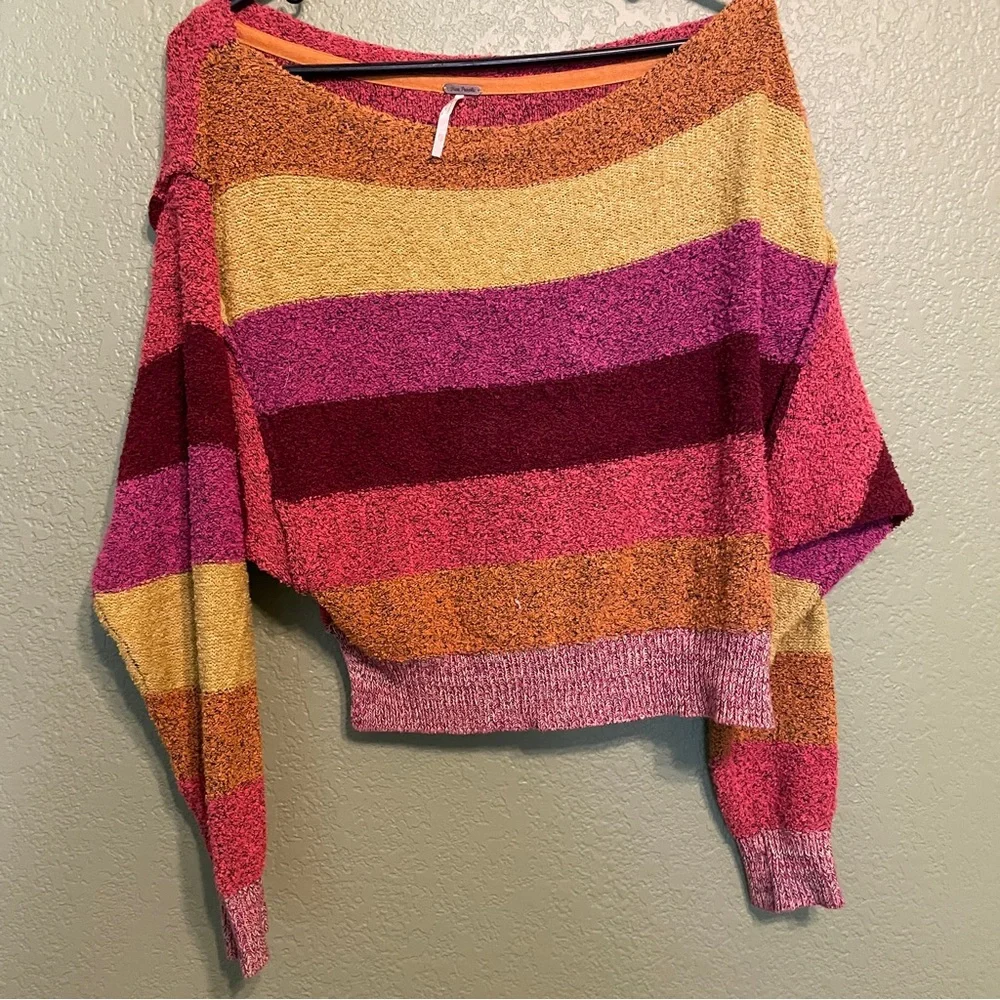 Free People Candyland Pullover striped Sweater XS - Picture 2 of 5